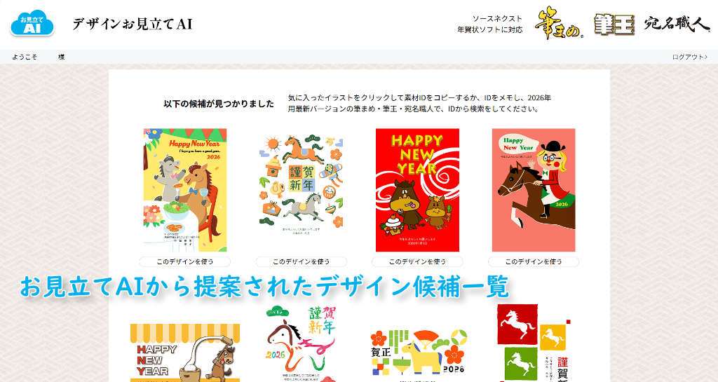 お見立てAIから提案されたデザイン候補一覧